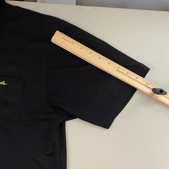 Travis Mathew Polo Shirt Mens Large Winged Solid Black Logo Pocket Short Sleeve - Picture 5 of 14